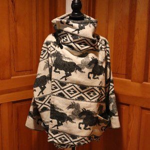 Capulet Black and White Horse Wrap Coat